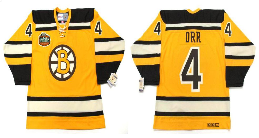 2019 Men Boston Bruins #4 Orr Yellow CCM NHL jerseys